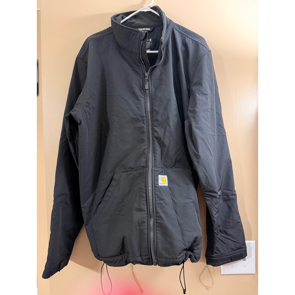 Carhartt Softshell Jacket Mens XL Tall Black Nylon Rain Defender Workwear OJ6438